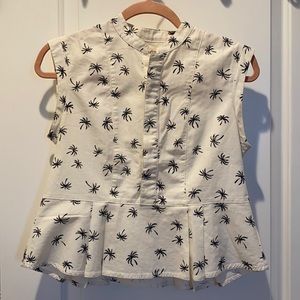 Madewell Black White Sleeveless Palm Tree Top Sz2